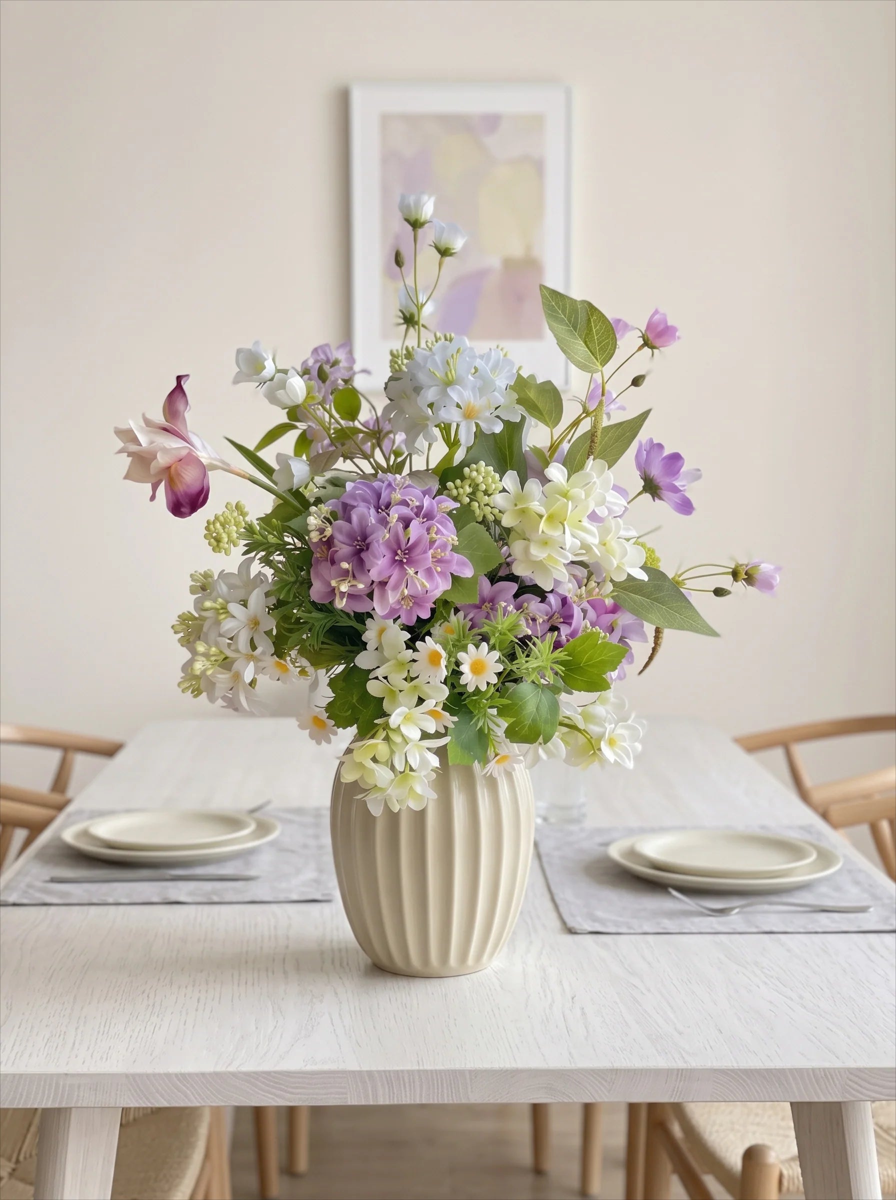 Romantic Purple and White Meadow Artificial Floral Arrangement