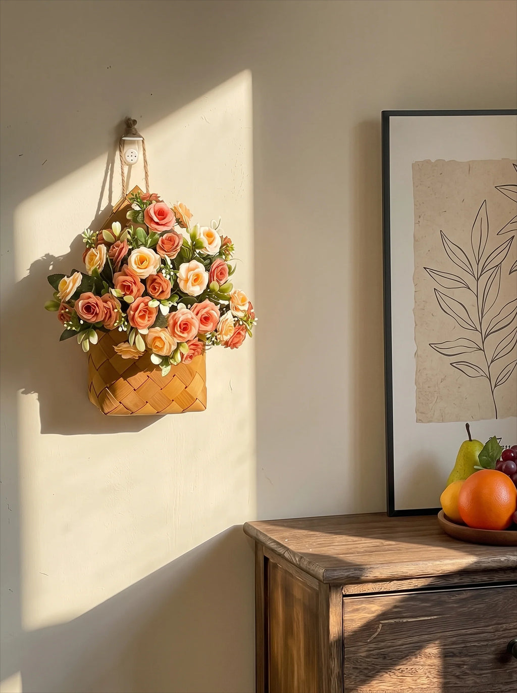 Terracotta Austin Rose Basket Faux Floral Arrangement