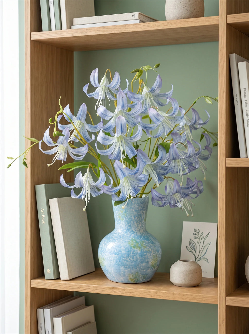 Nordic Sky Blue Lily Artisan Faux Floral Arrangement