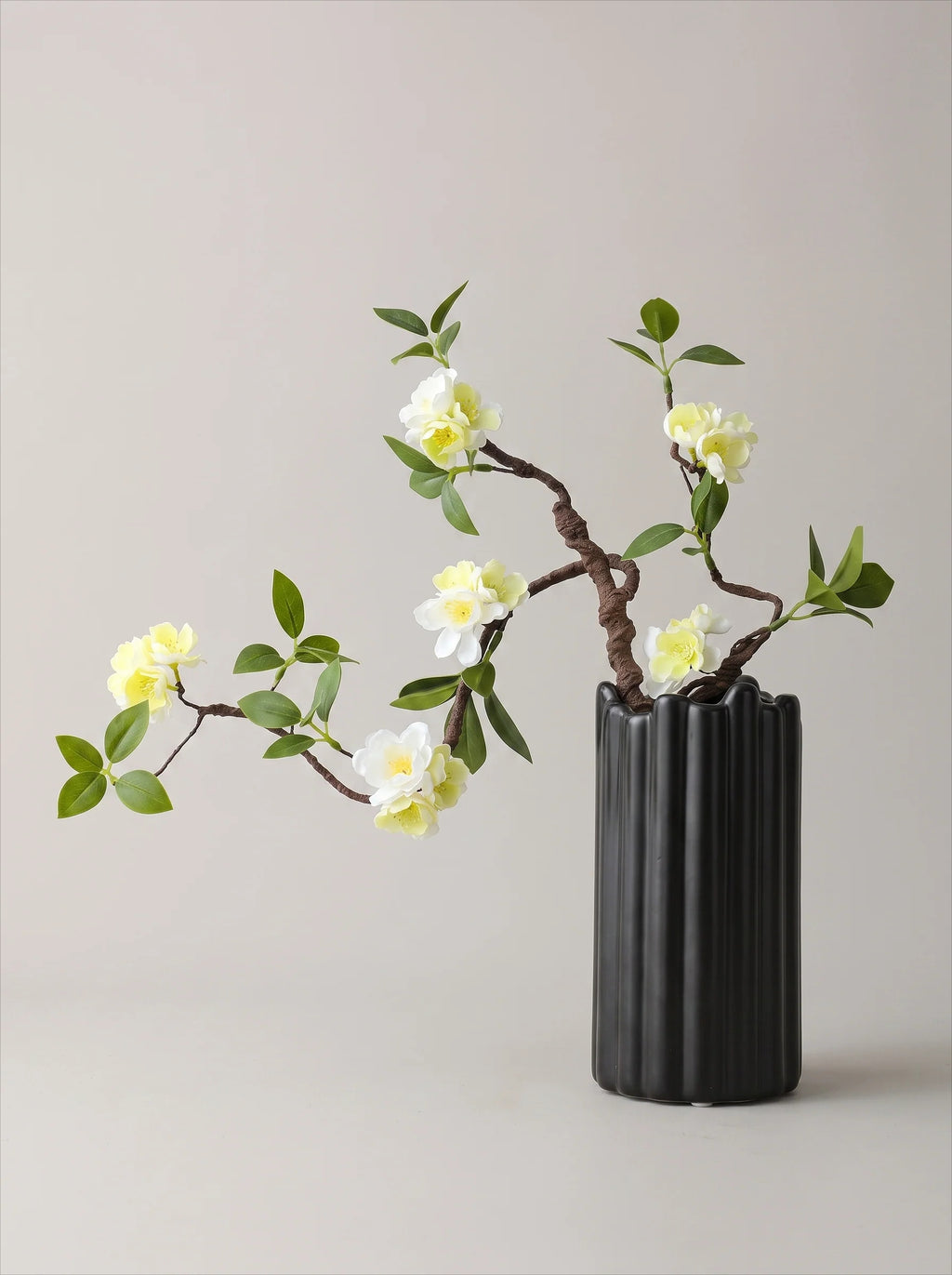 Minimalist Zen Sculptural Blossom Branch Artificial Floral Arrangement