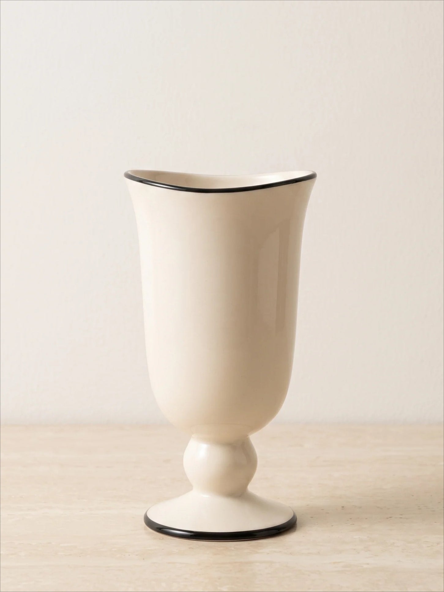 Scalloped Rim Vase - Creamy White