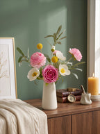Blush Woodland Rose & Hydrangea Faux Floral Arrangement
