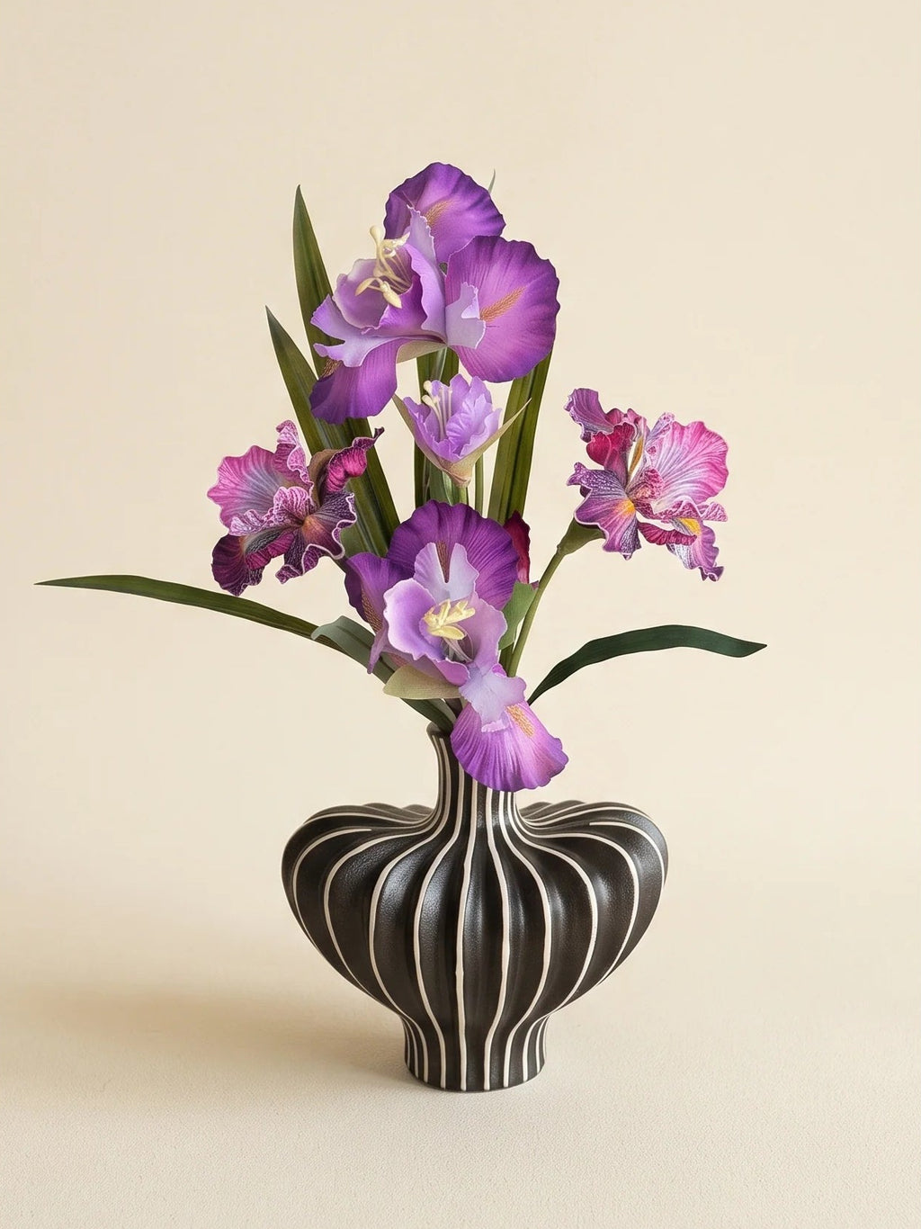 Luxury Royal Purple Iris Faux Floral Arrangement