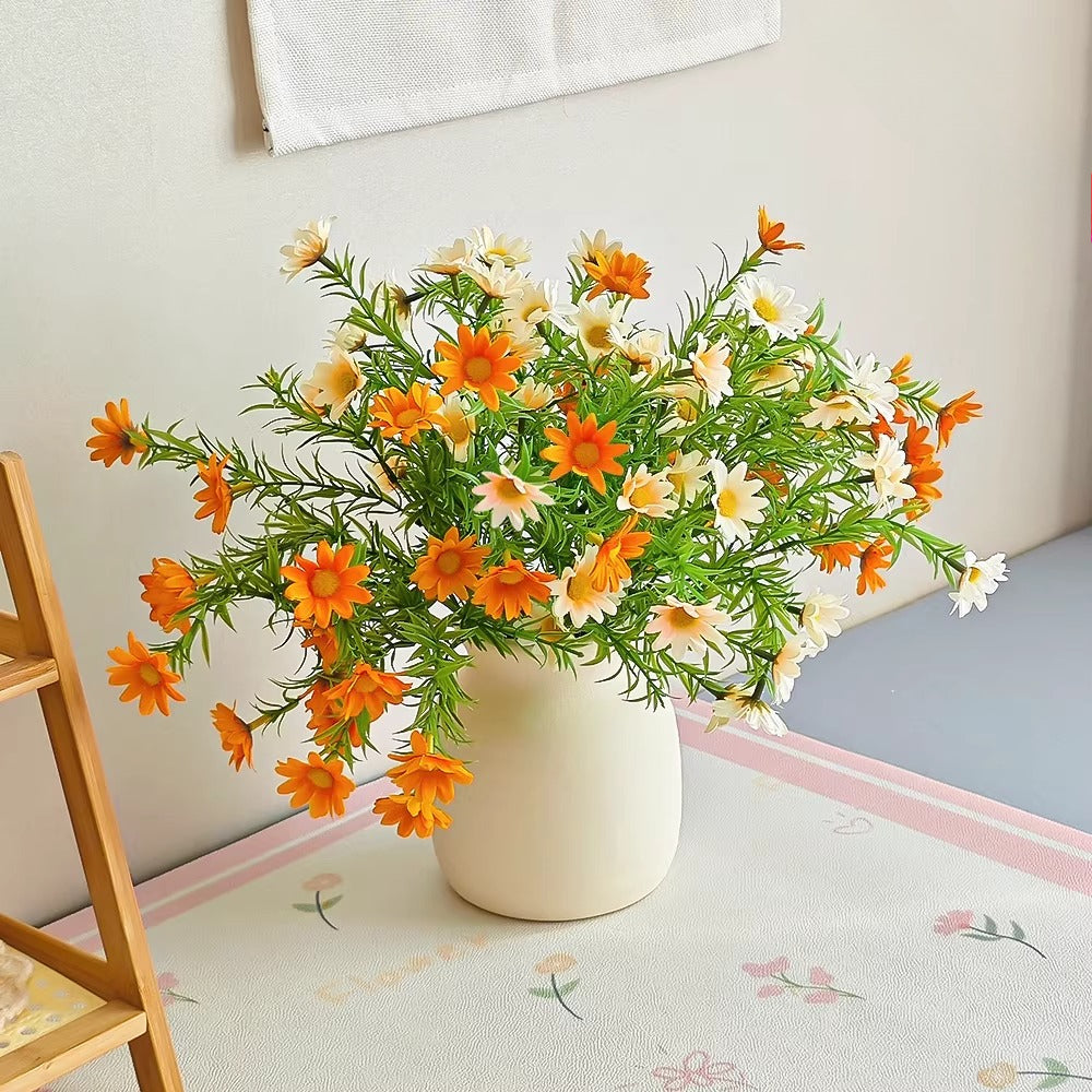 Composition florale fausse Marguerite coucher de soleil minimaliste pour table