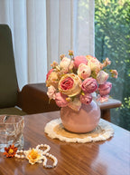 Faux Blush Arrangement - Pink & Cream (Vase Included)