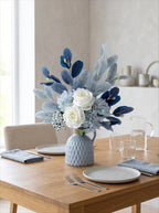 Blue & White Harmony Faux Floral Bouquet with Frosted Foliage