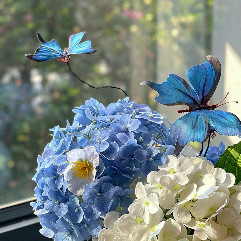 Dreamy Blue Butterfly Hydrangea Artificial Floral Arrangement