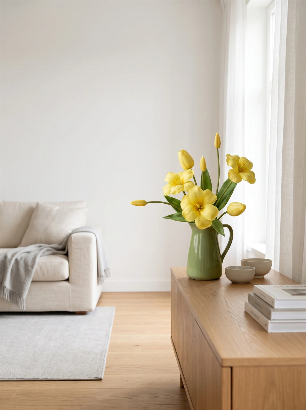 Golden Tulip Artificial Floral Arrangement for Warm Minimalist Living Spaces