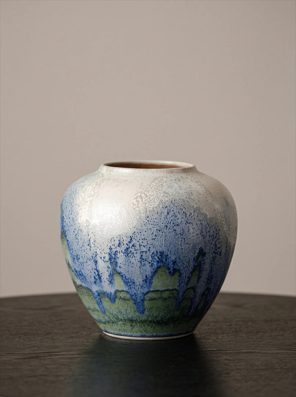 Artisan Blue Reactive Glaze Ceramic Vase