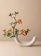 Minimalist Zen Crabapple Branch Luxe Artificial Floral Arrangement
