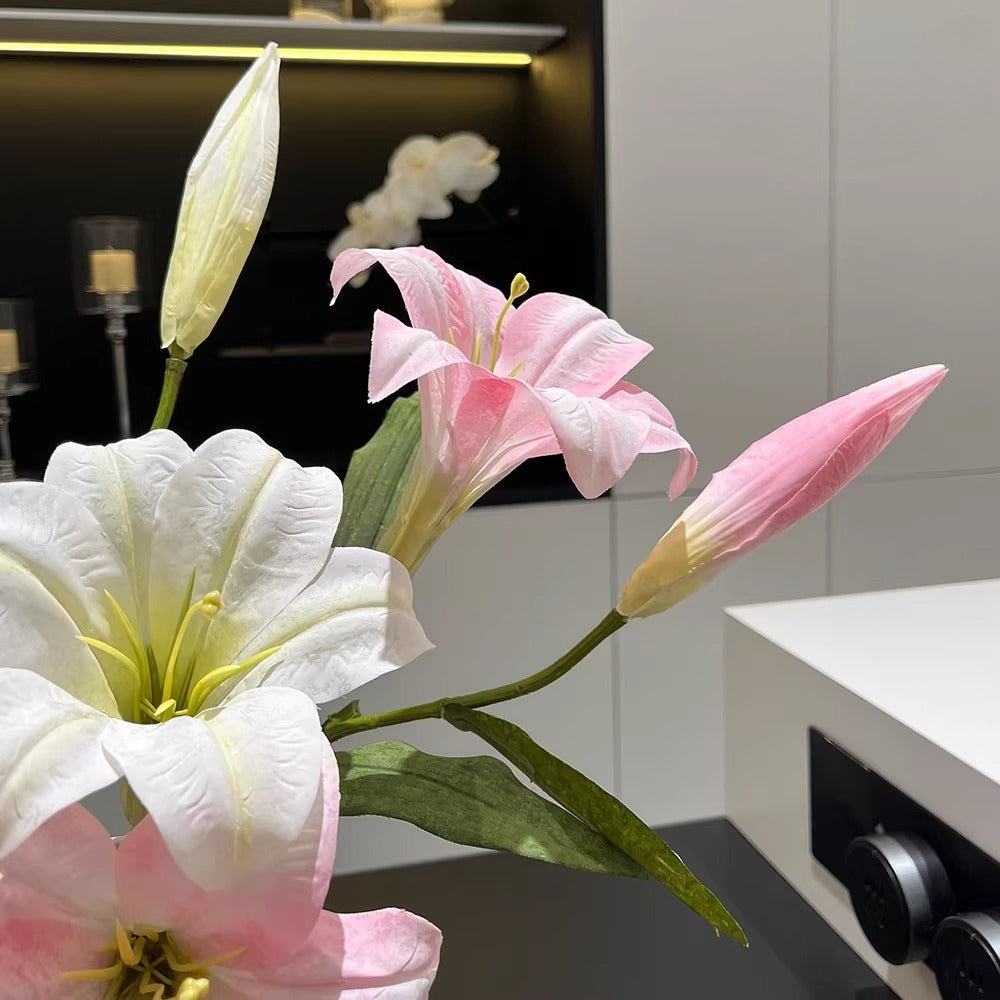 Ethereal Lily Bloom Faux Floral Arrangement