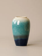 Artisan Teal Green Reactive Glaze Ceramic Vase