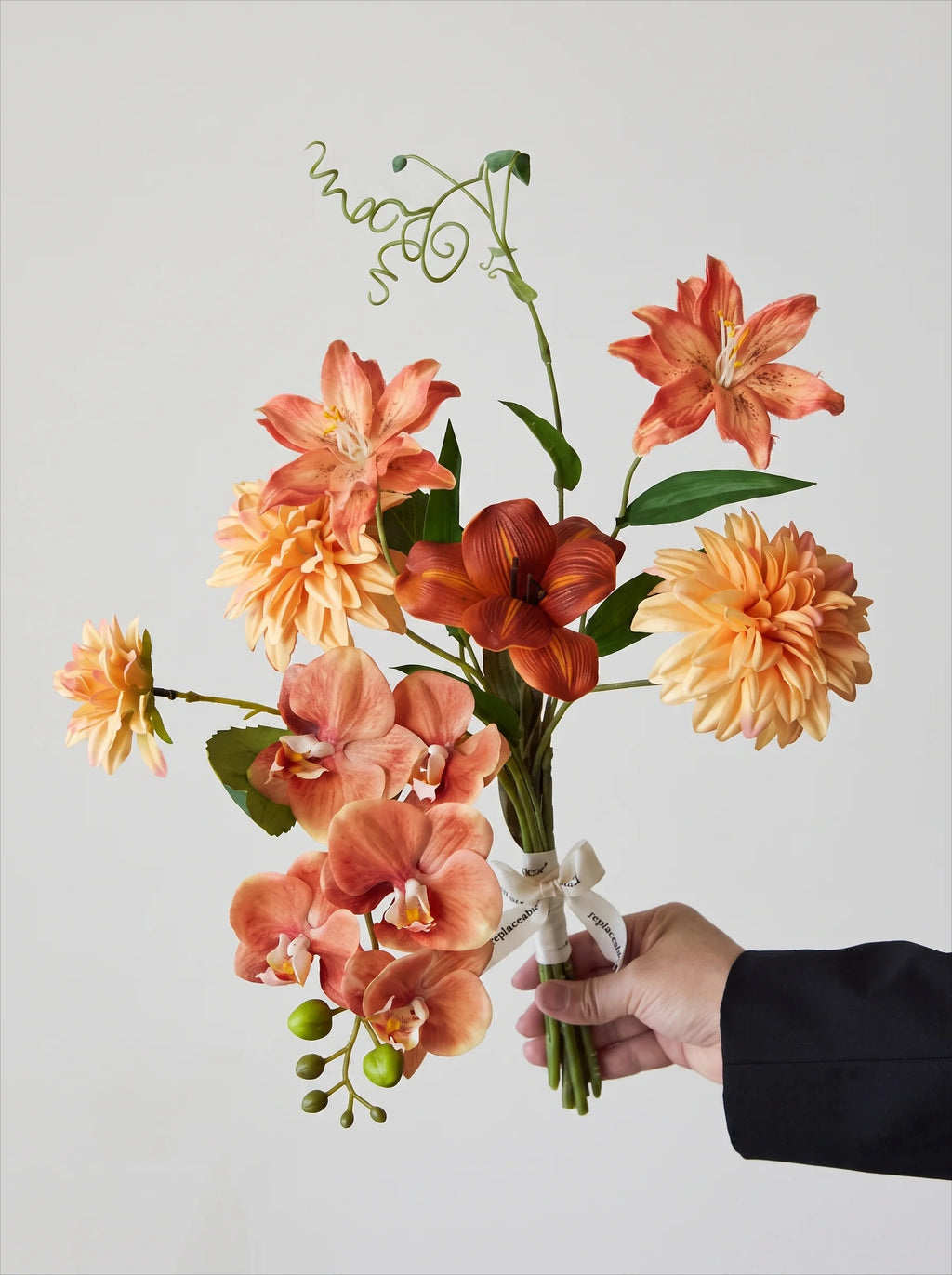 Luxe Terracotta Orchid & Dahlia Ensemble Faux Floral Arrangement