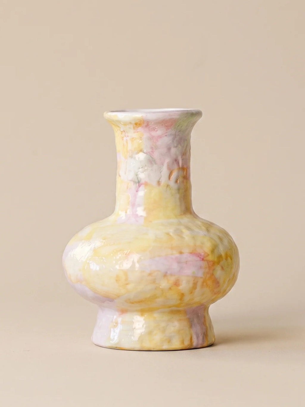 Pastel Watercolor-Bloom Textured Ceramic Vase
