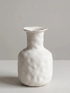 Textured Beige Ceramic Vase - White