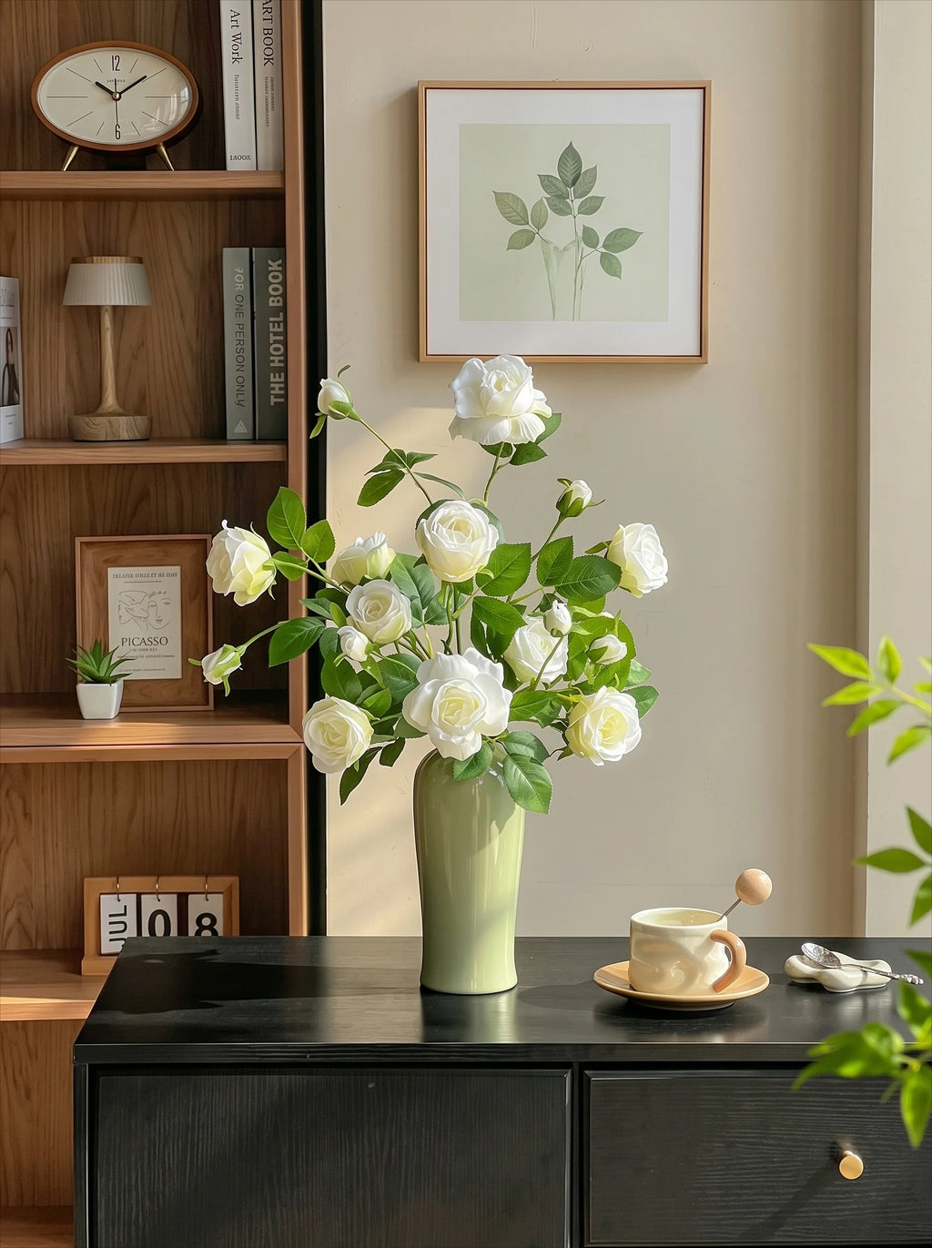 Luxurious Romantic White Starry Rose Faux Floral Arrangement
