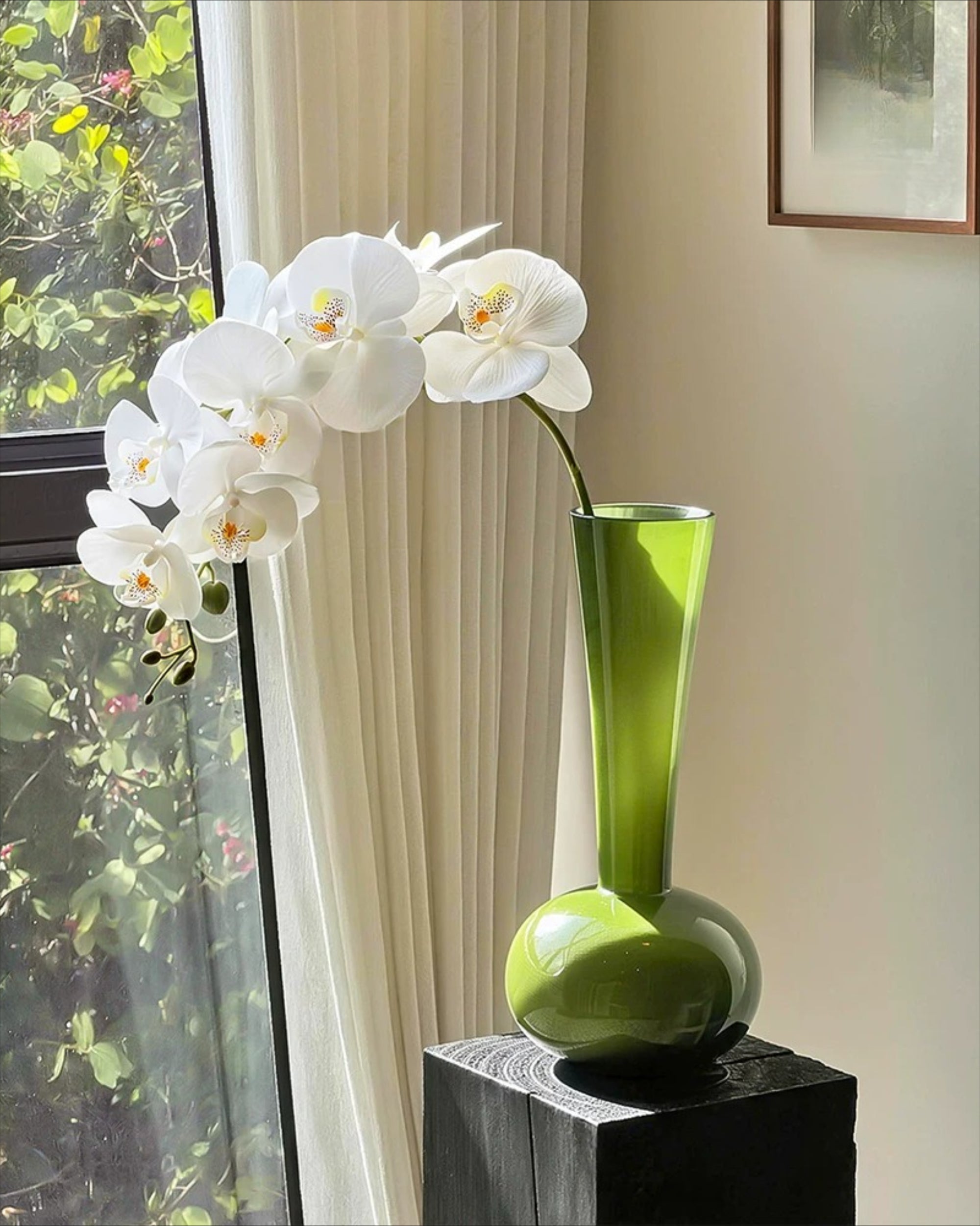 Elegant White Phalaenopsis Faux Orchid Stem