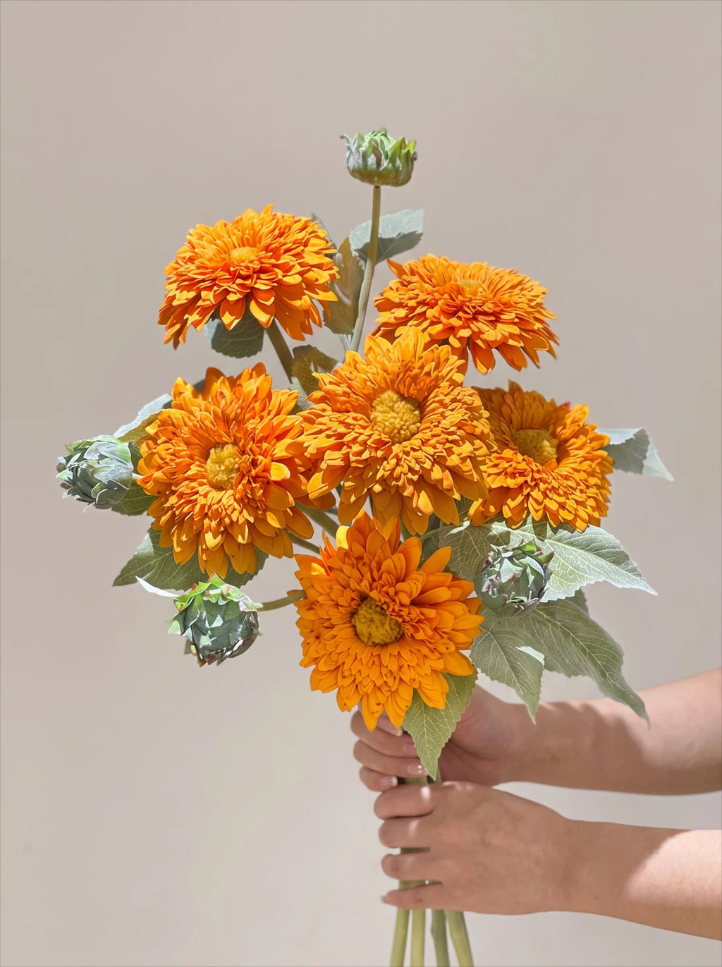Vintage Fluffy Sunflower Faux Floral Arrangement