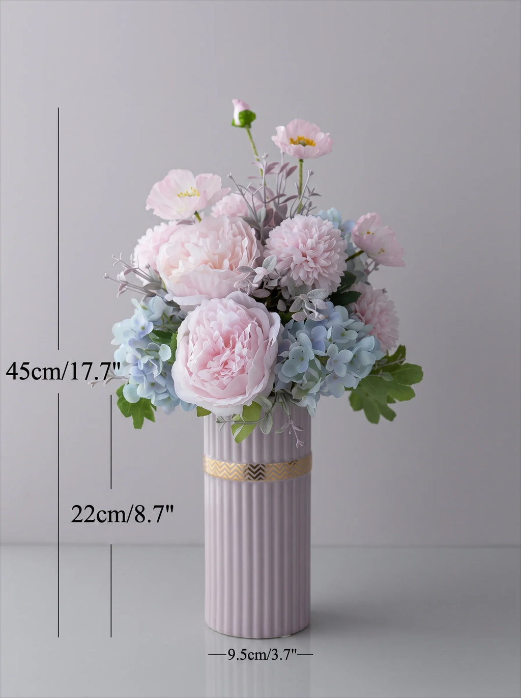 Nordic Romantic Spring Peony & Hydrangea Artificial Floral Arrangement