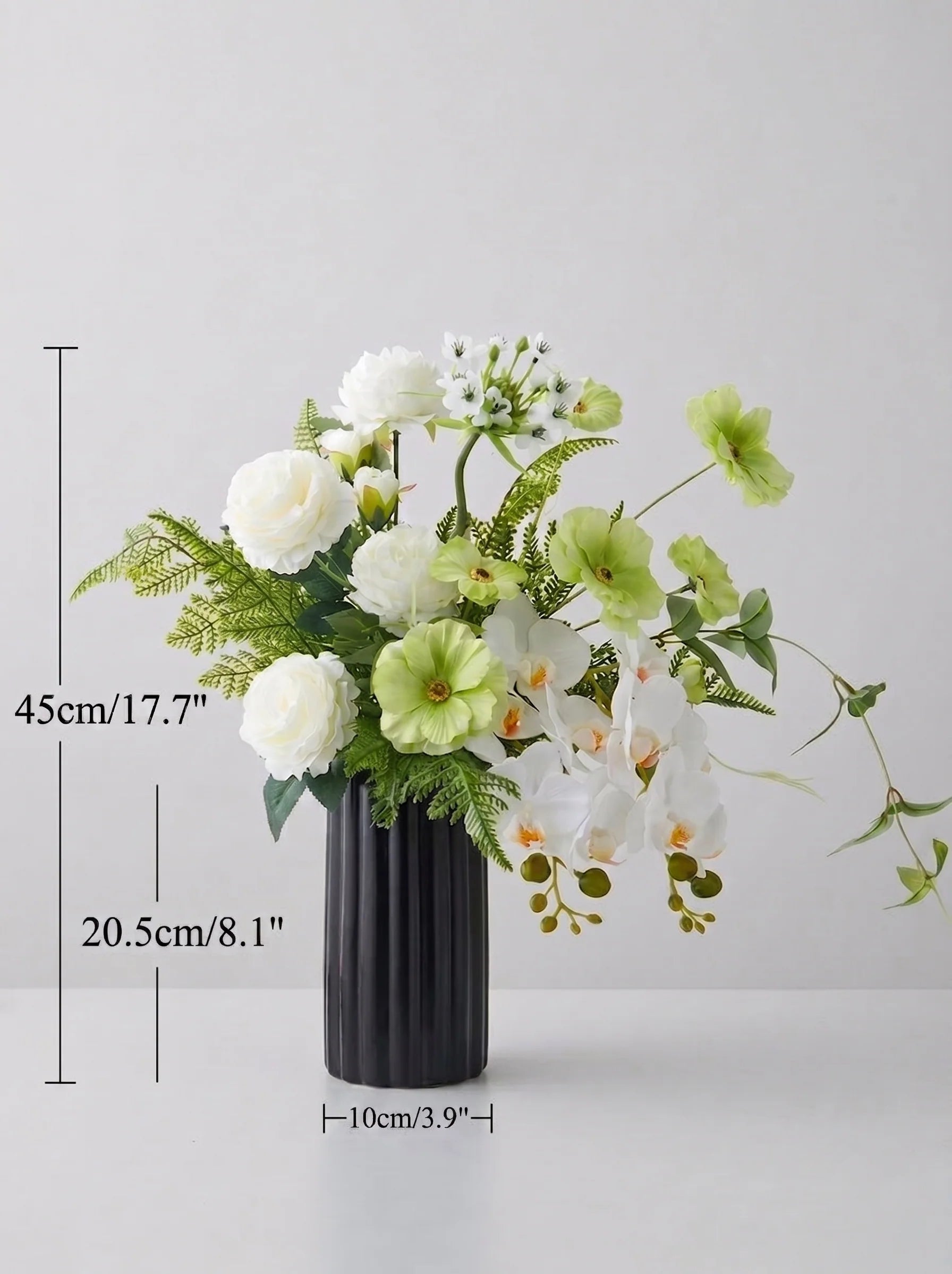 Modern Elegant White Orchid & Greenery Artificial Floral Arrangement