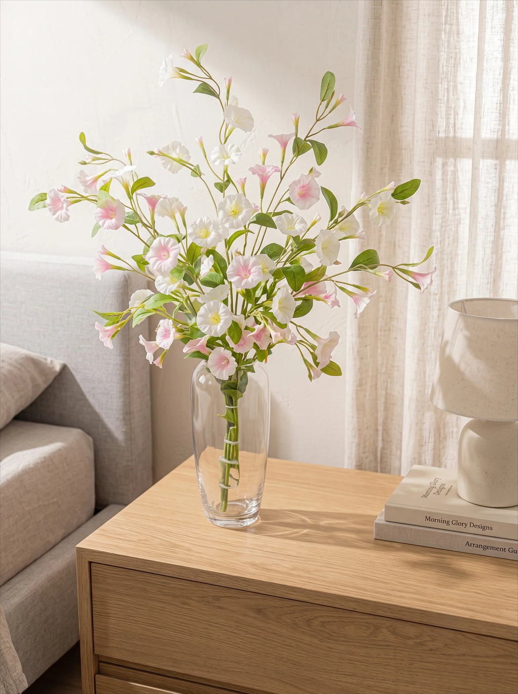 Luxury Blush Morning Glory Artificial Floral Arrangement