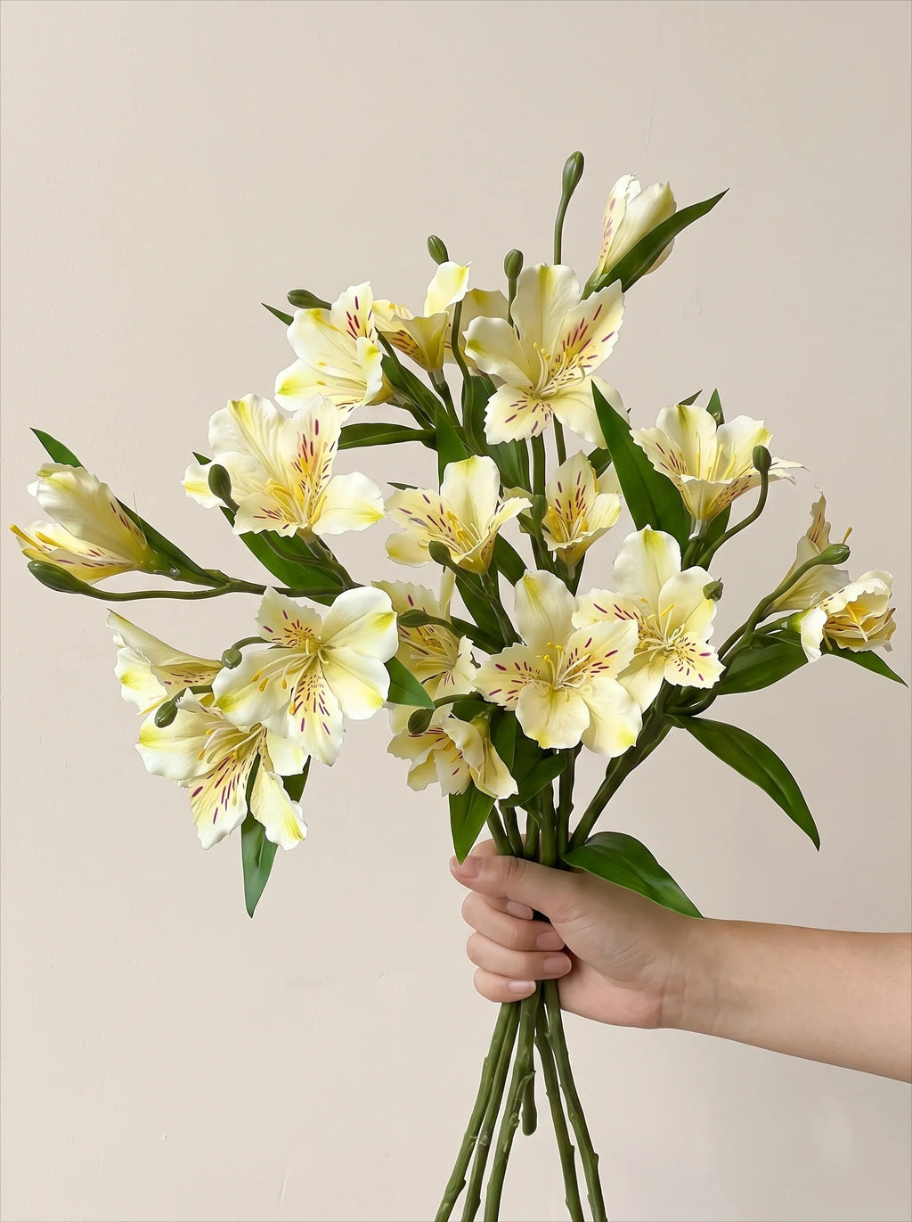 Luxe White Lily of the Incas Ensemble Faux Floral Arrangement