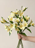 Luxe White Lily of the Incas Ensemble Faux Floral Arrangement