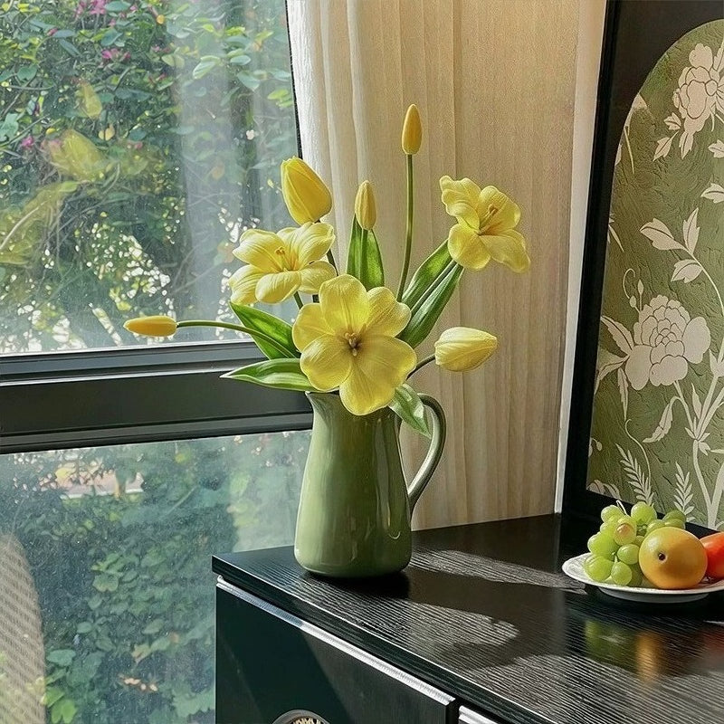 Golden Tulip Artificial Floral Arrangement for Warm Minimalist Living Spaces