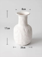 Textured Beige Ceramic Vase - White