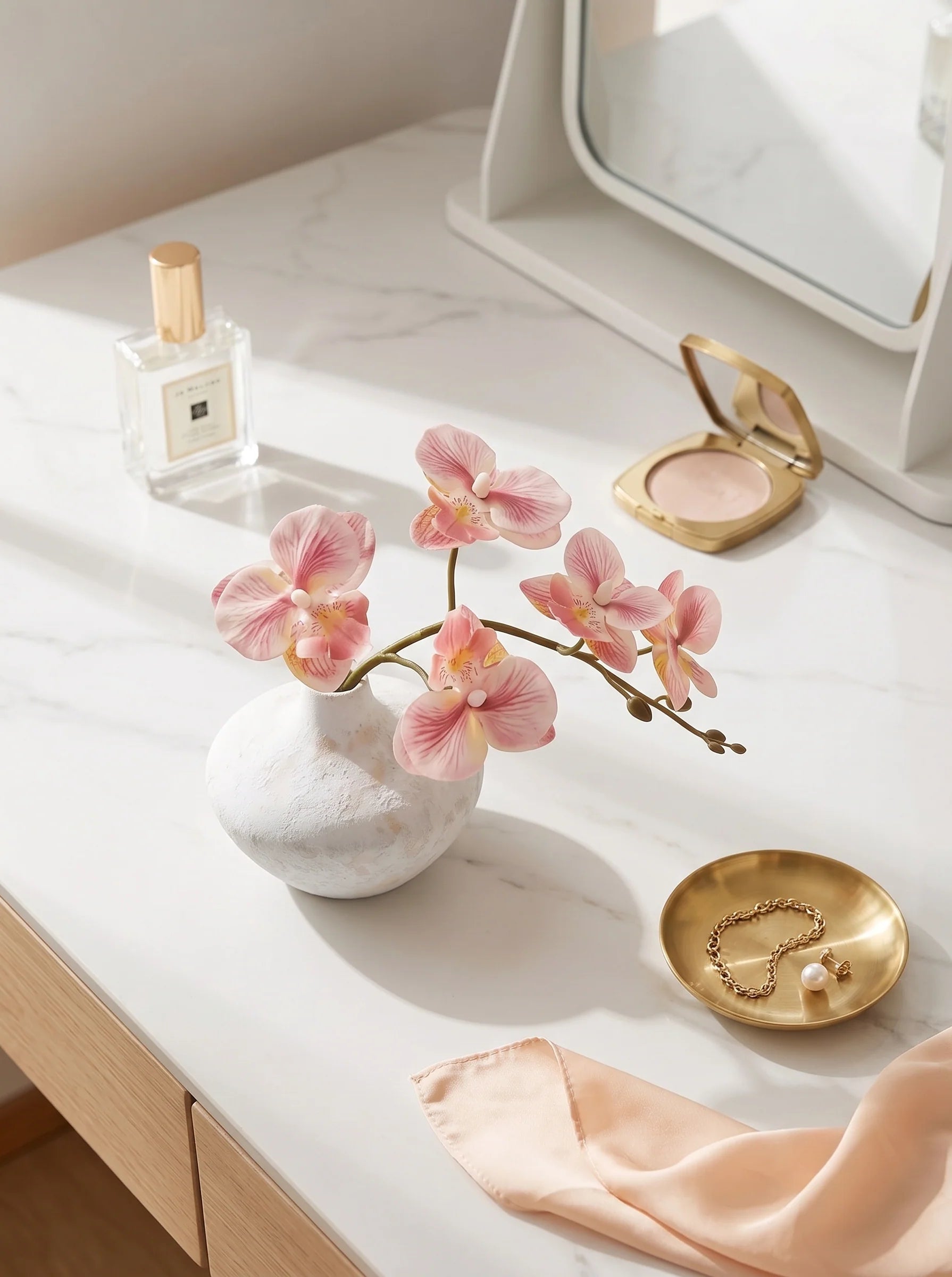 Soft Blush Phalaenopsis Faux Floral Arrangement