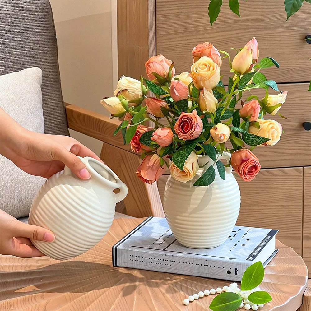 Creamy Ripple Texture Duo Ear Vase