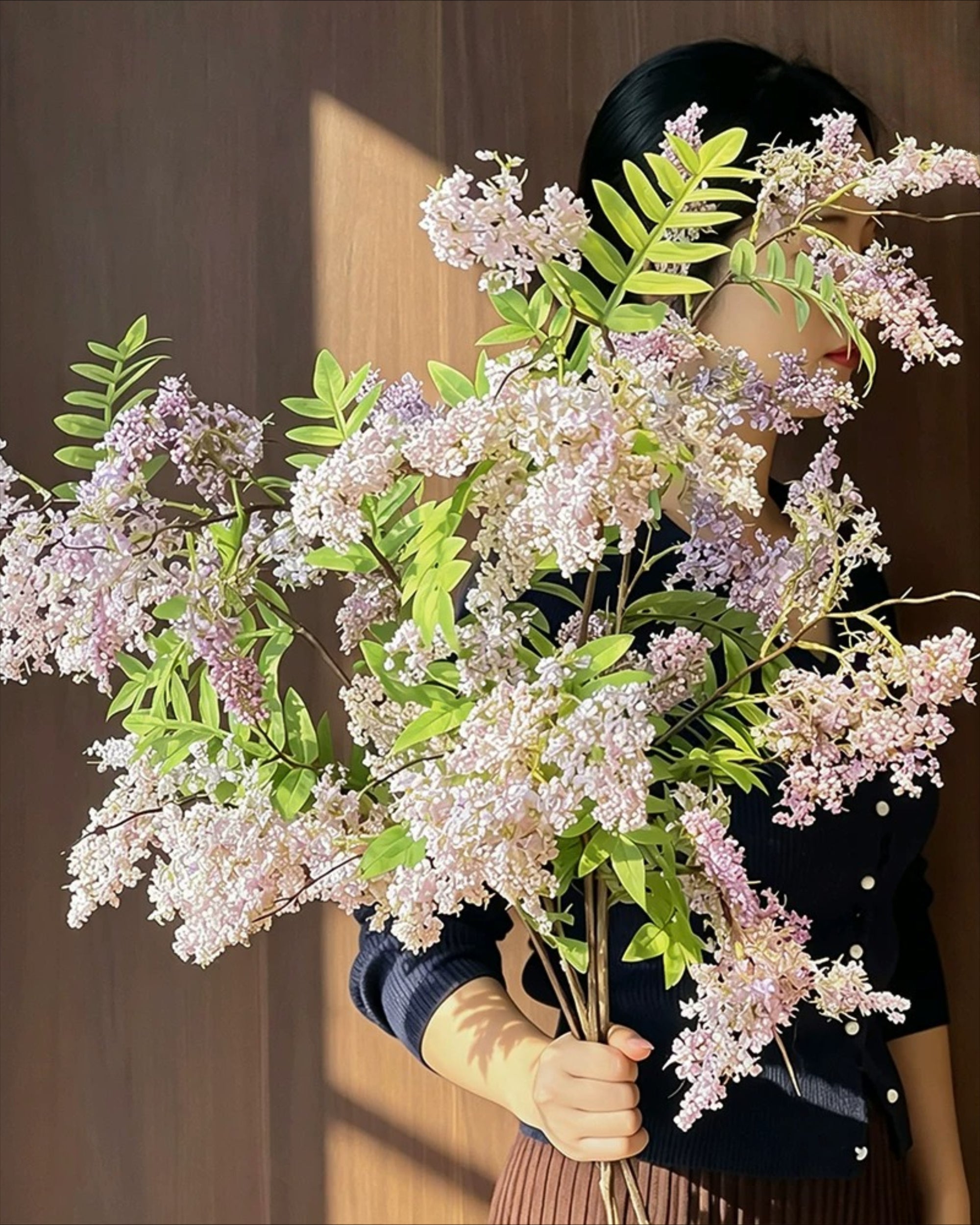 Arrangement floral artificiel Lilas Lavande Poussiéreux et Fougère