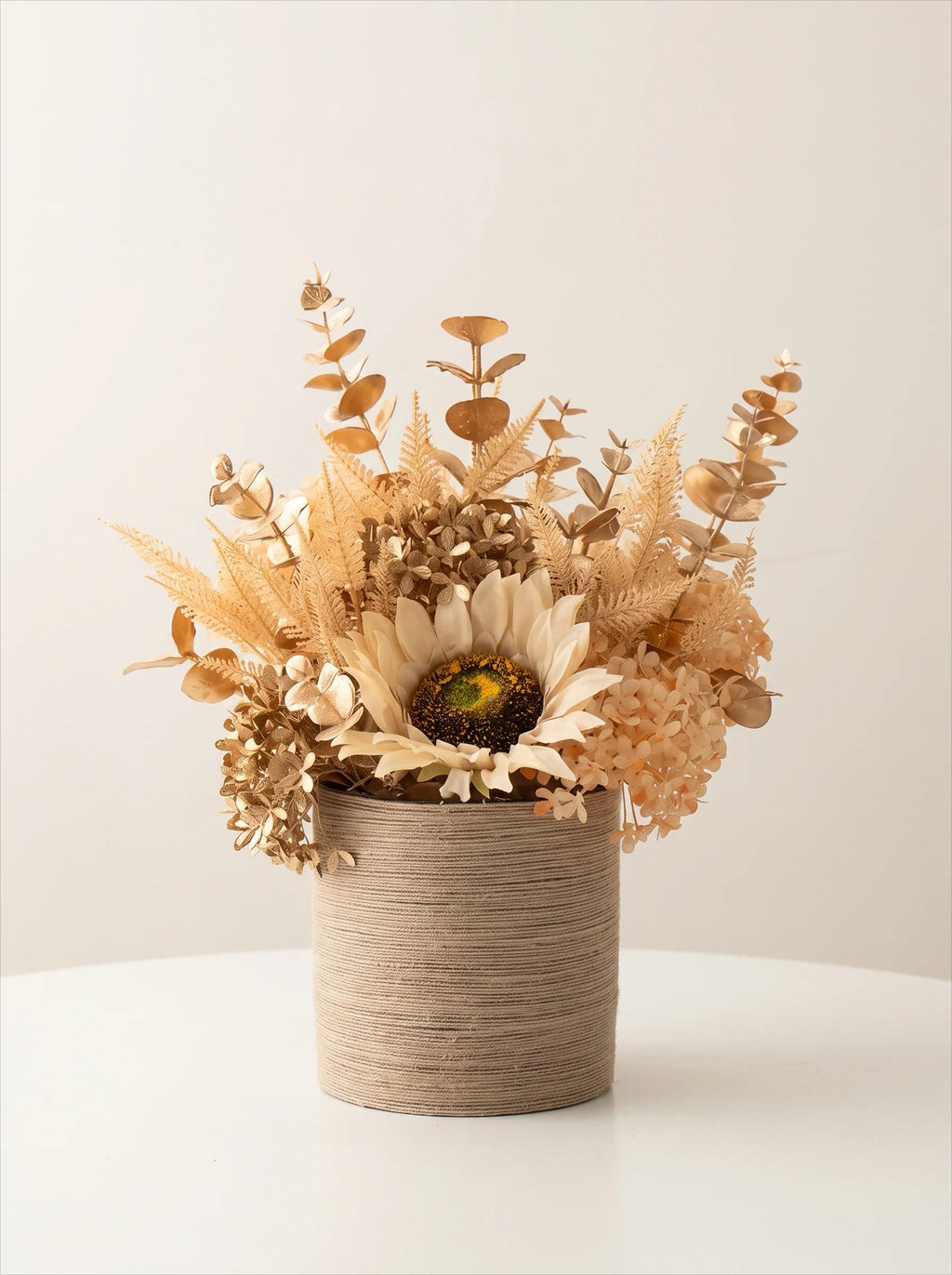 Autumn Retro Sunflower Artificial Flower Arrangement with Vase