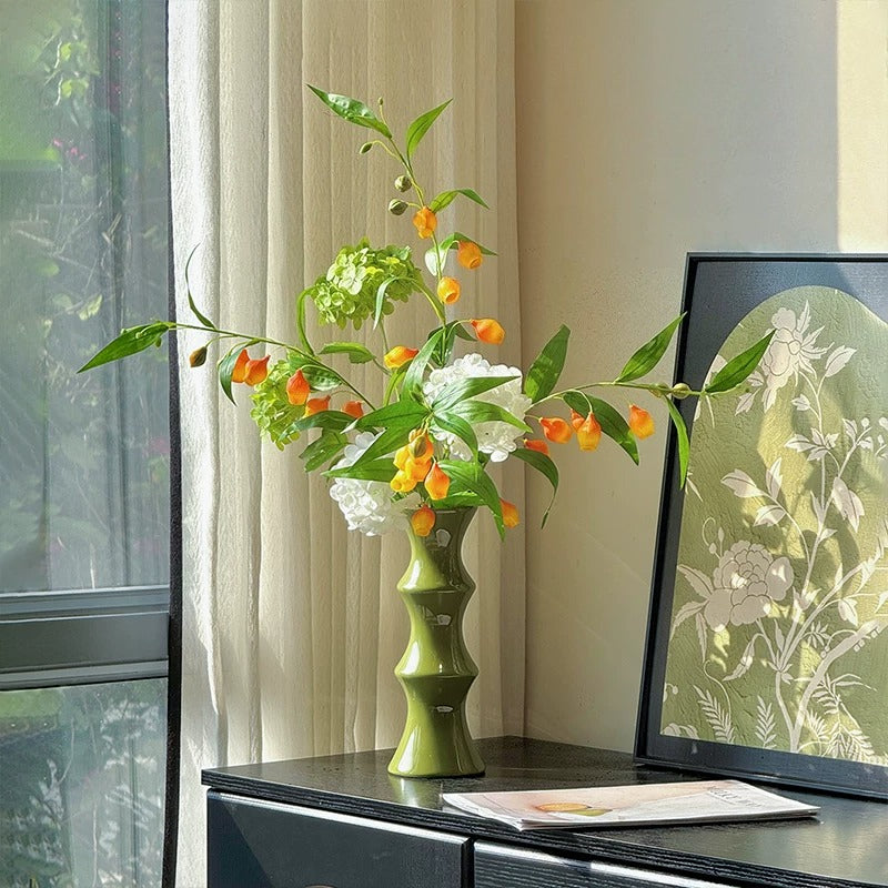 Serene Chinoiserie Sandersonia Lily Elegant Artificial Floral Arrangement