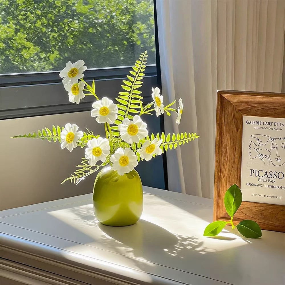 Sunlit Daisy Fern Faux Floral Arrangement