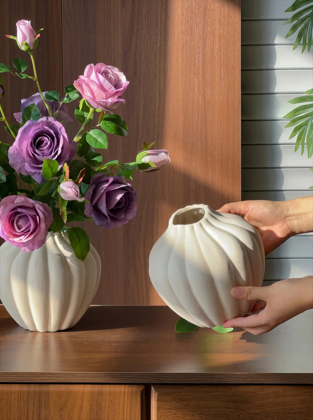 French Romantic Vintage Purple Rose Artificial Floral Arrangement