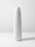 White Ribbed Ceramic Vase
