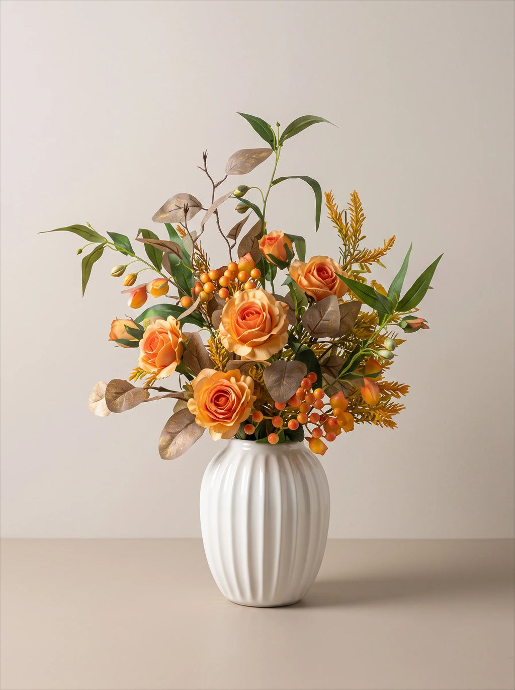 Ethereal Harvest Rose Ensemble Faux Floral Arrangement
