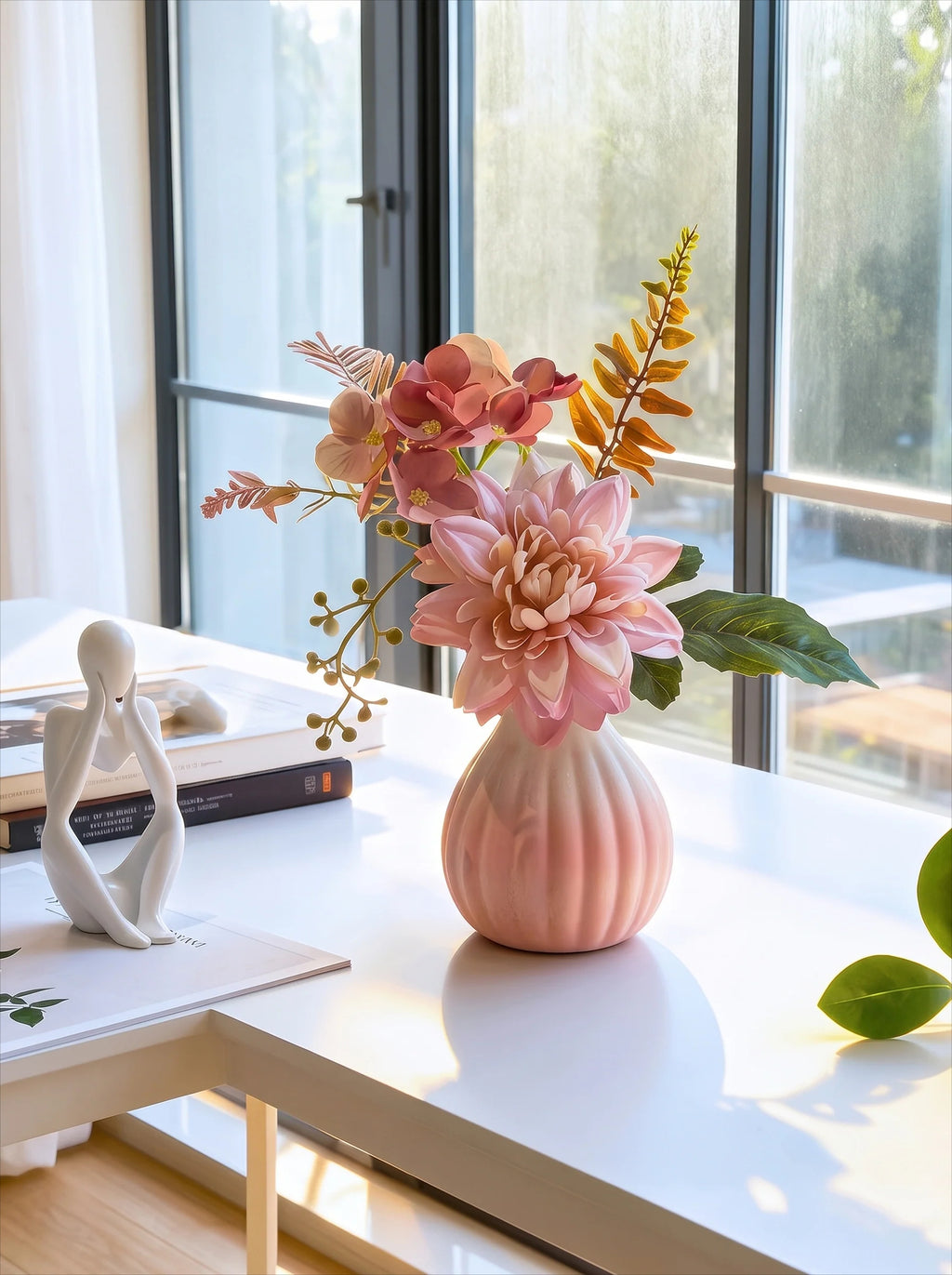 Ethereal Blush Dahlia Nook Faux Floral Arrangement