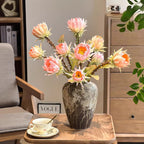 Apricot Protea Crown Faux Floral Arrangement