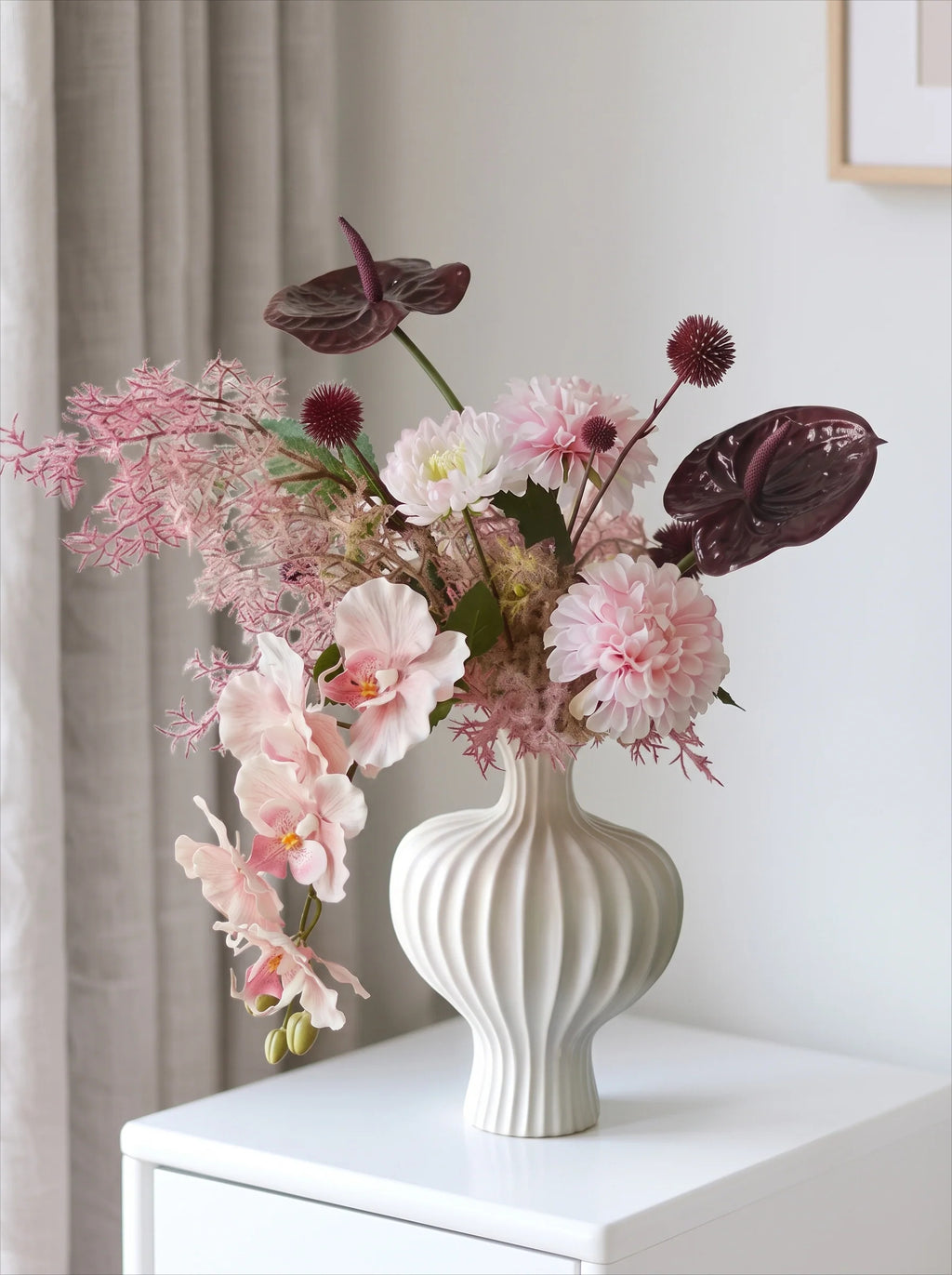 Misty Blush Wabi-Sabi Vase Faux Floral Arrangement