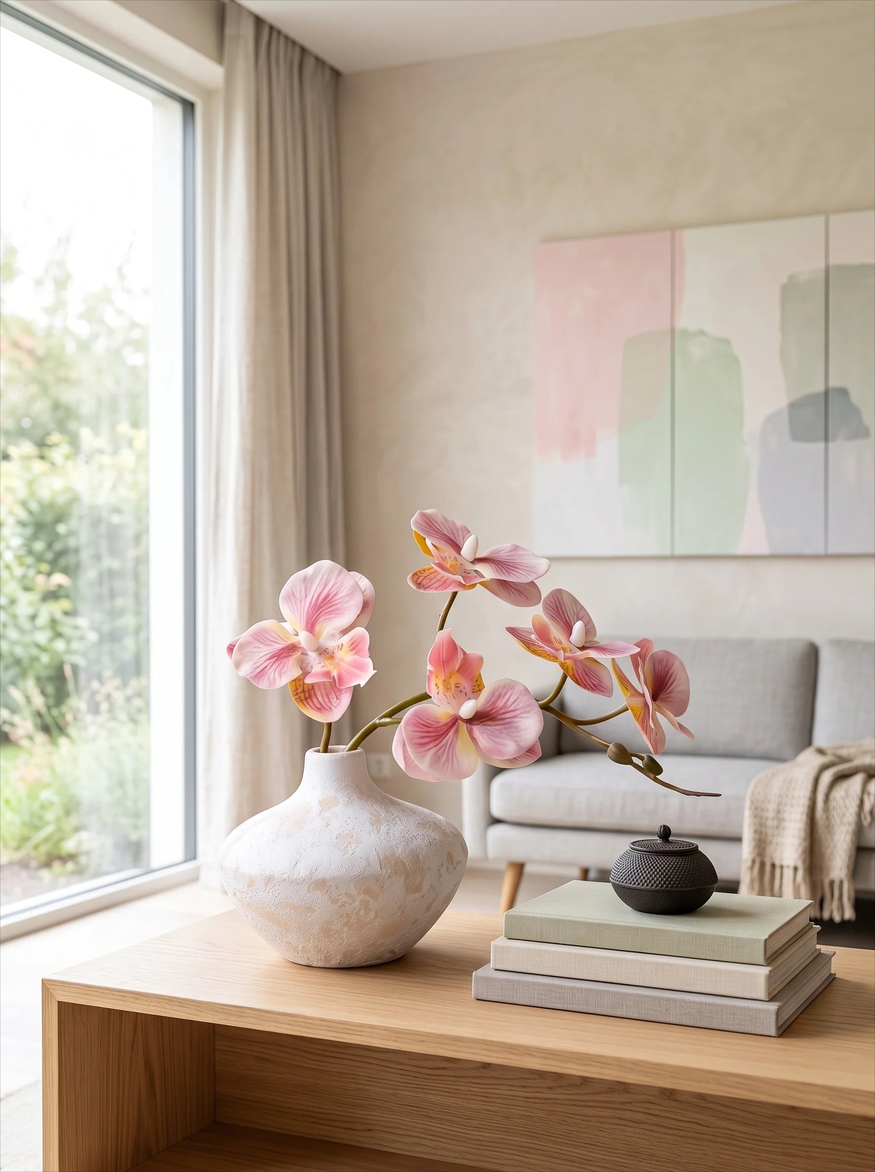 Soft Blush Phalaenopsis Faux Floral Arrangement