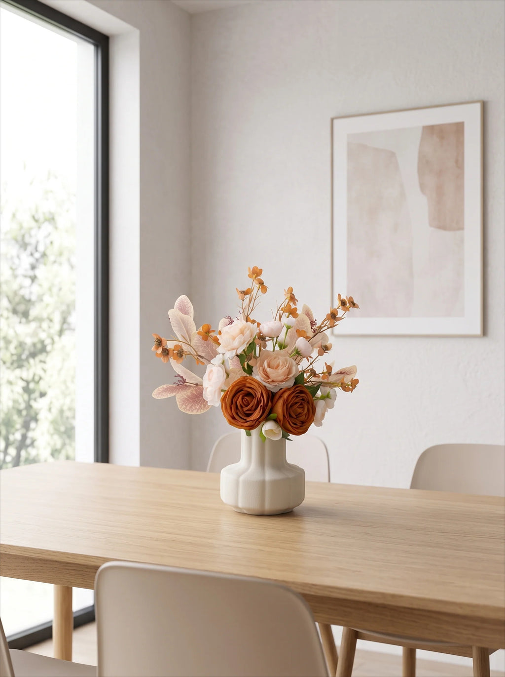 Faux Autumn Arrangement - Apricot Rose