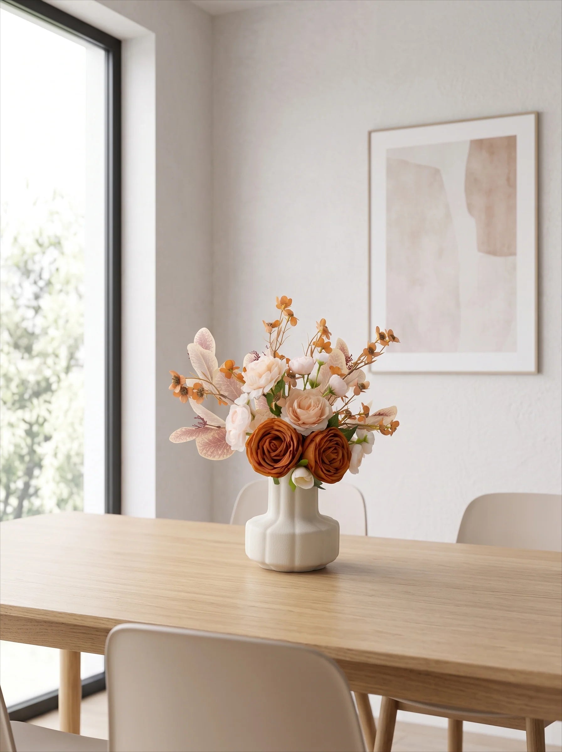Faux Autumn Arrangement - Apricot Rose