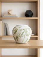 Artisanal Green Splatter White Vase