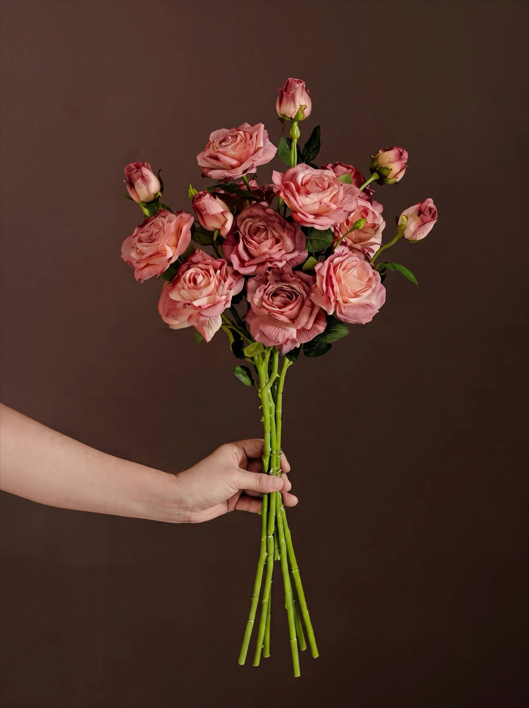 Elegant Faux Floral Arrangement - Pink Rose & Greenery