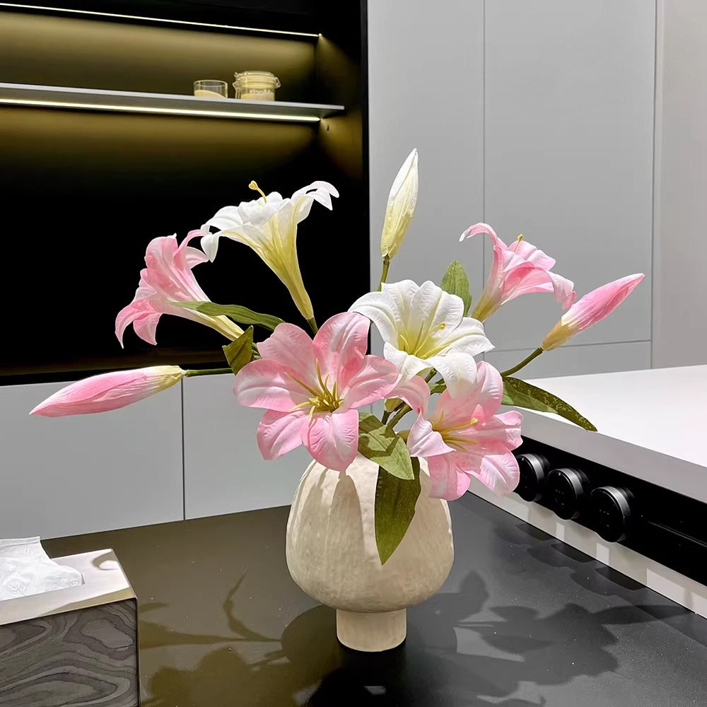 Ethereal Lily Bloom Faux Floral Arrangement