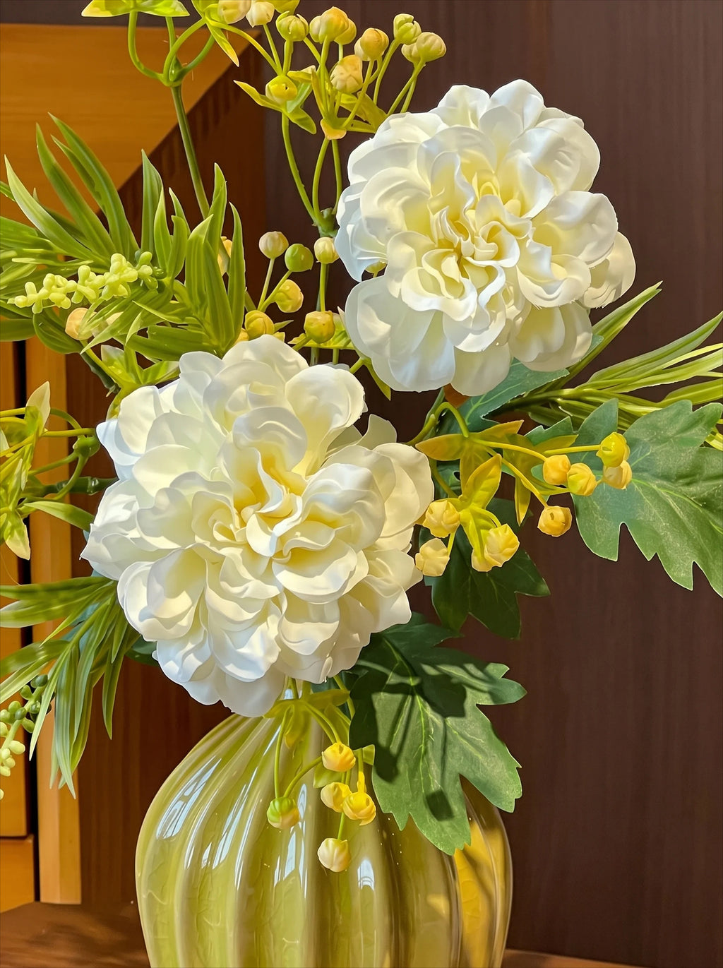 Luxe Cream Peony & Wattle Ensemble Faux Floral Arrangement