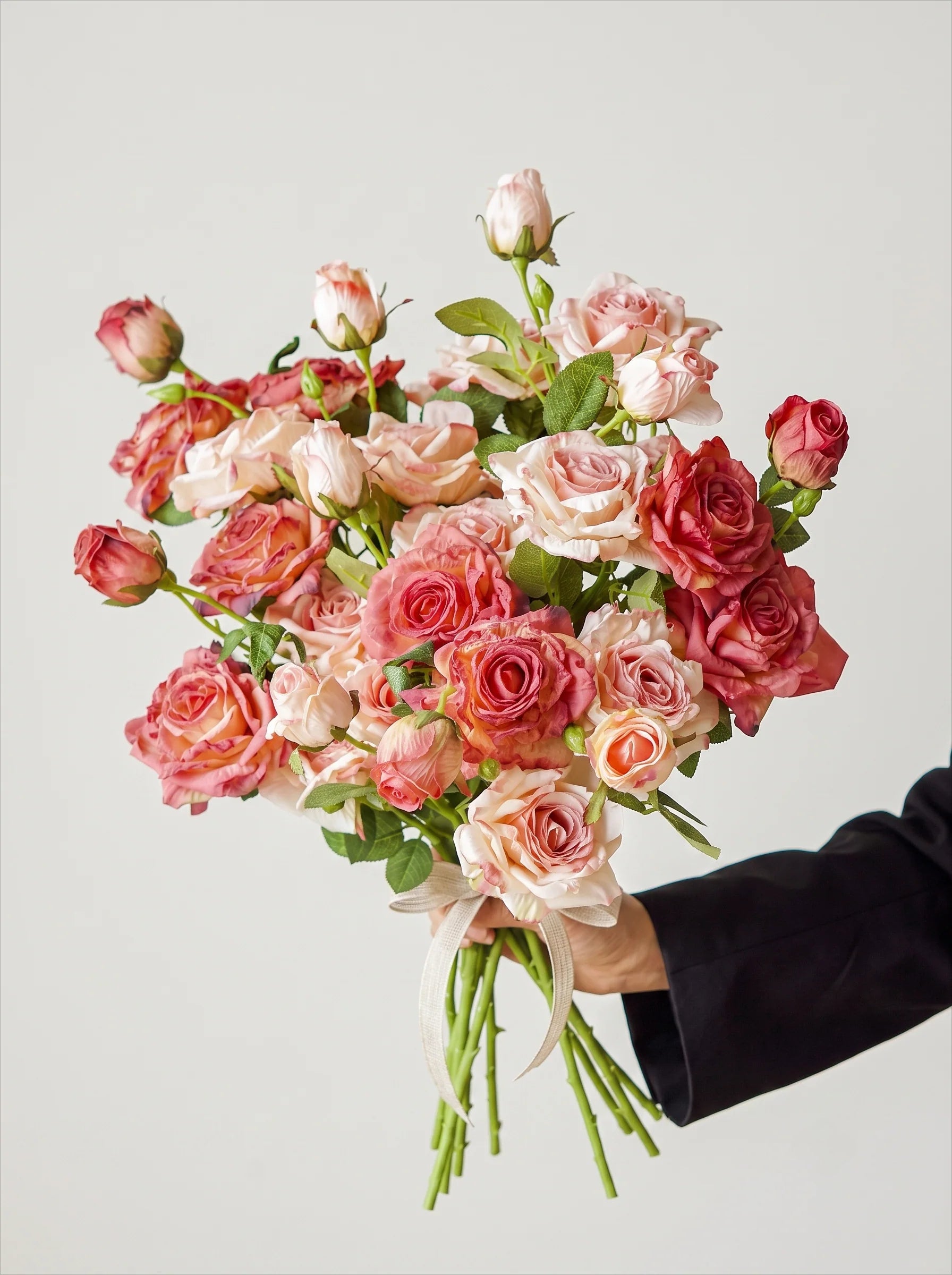 Vintage Mauve & Fuchsia-Edged Rose Bouquet