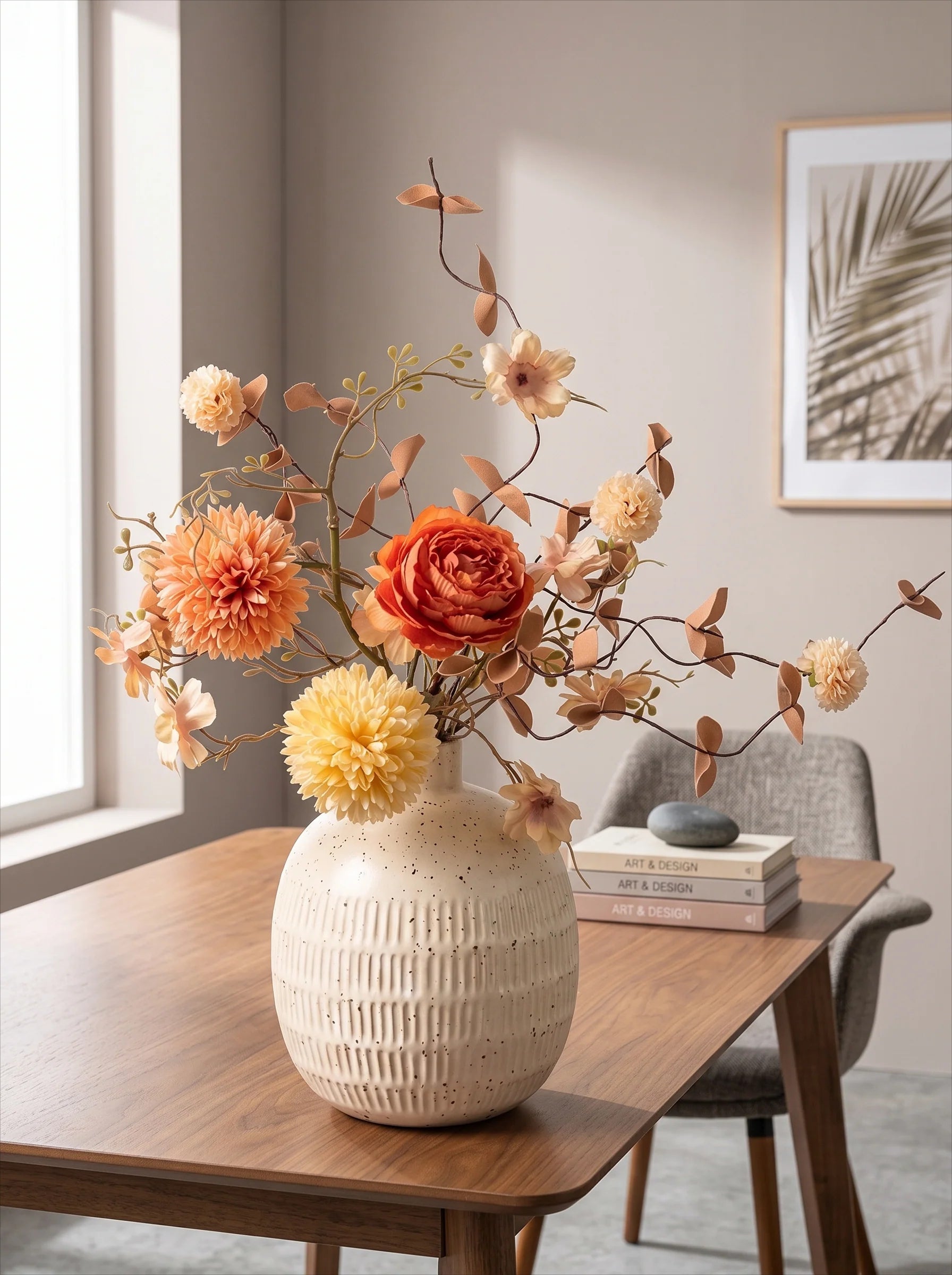 Autumn Spherical Bloom Artisan Faux Floral Arrangement
